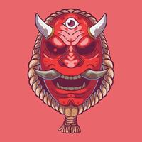 rood samurai masker illustratie. mascotte, strijder, sticker ontwerp concept. vector