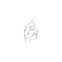 schoonheid vrouw gezicht met blad logo ontwerp voor spa. vector