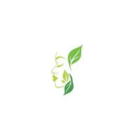 ecologisch blad logo vrouw blad gezicht vector