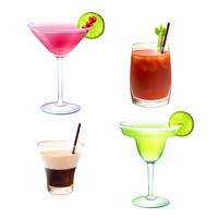 Cocktail realistische set vector