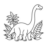 dinosaurus, diplodocus illustratie, kleuren bladzijde schets. vector