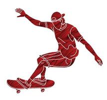 silhouet skateboard extreme sport actie vector