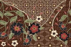 hand getekende batik traditionele bloemen mooi concept. vintage traditionele batik voor patroonstof. oud textielpatroon. vector