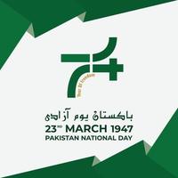 74 nationale feestdag in Pakistan. 23 maart. urdu tekst onze nationale dag. vector illustratie