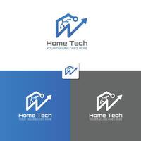 huis logo sjabloon met punt cirkel verbonden net zo netwerk of technologie logo vector