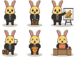 vectorillustratie van schattige konijn zakenman. vector