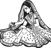 Indisch bruid dulhan , kleur bladzijde vector