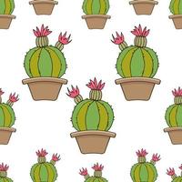 lichte achtergrond met cactus. naadloos patroon. cactussen in een pot. vector. vector