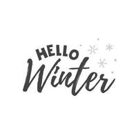 hallo winter 2022. belettering met sneeuwvlokken. winter vectorillustratie. vector