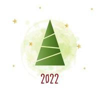 groen silhouet van een kerstboom met gouden sterren op een aquarel achtergrond. prettige kerstdagen en gelukkig nieuwjaar 2022. vectorillustratie. vector