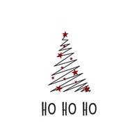 zwart silhouet van een kerstboom met sneeuwvlokken. prettige kerstdagen en gelukkig nieuwjaar 2022. vectorillustratie. ho ho ho. vector