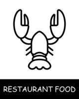 restaurant gerecht, krab icoon. schaaldier, fijnproever vakmanschap, culinaire creativiteit, eenvoud, silhouet, tussendoortje, fijnproever voedsel. verrukkelijk, ongebruikelijk voedsel concept. vector