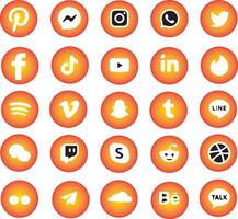 sociaal media pictogrammen met helling kleur cirkels vector