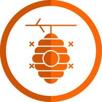bijenkorf glyph oranje cirkel icoon vector