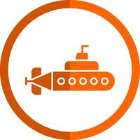 onderzeeër glyph oranje cirkel icoon vector