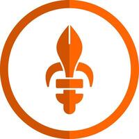 fleur de lis glyph oranje cirkel icoon vector