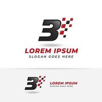 nummer drie 3 race pictogram symbool ontwerp. logo-ontwerpen voor racenummers vector