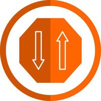 twee manier glyph oranje cirkel icoon vector