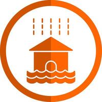 overstroming glyph oranje cirkel icoon vector