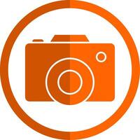 digitaal camera glyph oranje cirkel icoon vector