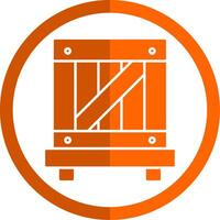 houten doos glyph oranje cirkel icoon vector