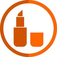 lippenstift glyph oranje cirkel icoon vector