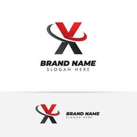 letter x logo-symbool met swoosh-ontwerpen vector