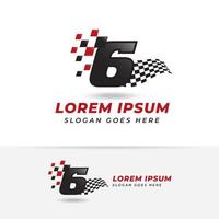 nummer zes 6 race pictogram symbool ontwerp. logo-ontwerpen voor racenummers vector