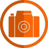 camera glyph oranje cirkel icoon vector