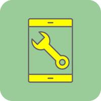 mobiele telefoon ondersteuning gevulde geel icoon vector