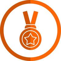 goud medaille glyph oranje cirkel icoon vector