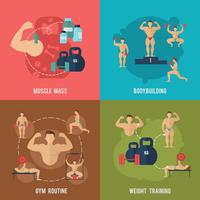 Bodybuilding vlakke set vector