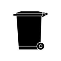 prullenbak voor afval en afval. straat plastic afvalbak op wieltjes. afvalcontainer. glyph-pictogram van afvalcontainer op een witte achtergrond vector