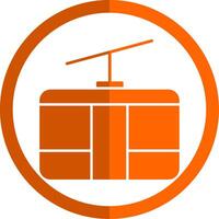 kabelbaan glyph oranje cirkel icoon vector