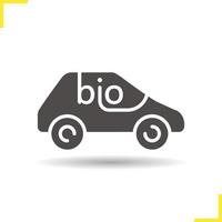 bio auto icoon. slagschaduw silhouet symbool. milieuvriendelijke auto. negatieve ruimte. vector geïsoleerde illustratie