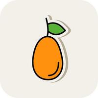 Kumquat lijn gevulde wit schaduw icoon vector