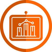 bar tabel glyph oranje cirkel icoon vector