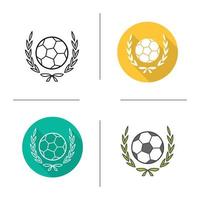 voetbal kampioenschap competitie icoon. plat ontwerp, lineaire en kleurstijlen. voetbal in lauwerkrans. geïsoleerde vectorillustraties vector