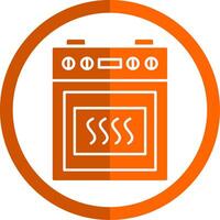 Koken fornuis glyph oranje cirkel icoon vector