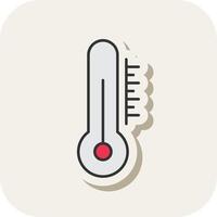 thermometer lijn gevulde wit schaduw icoon vector