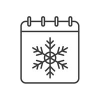 winterseizoen lineaire pictogram. dunne lijn illustratie. kalender met sneeuwvlok. nieuwjaarscontoursymbool. vector geïsoleerde overzichtstekening