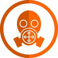 gas- masker glyph oranje cirkel icoon vector