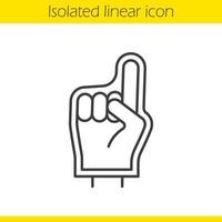 schuim vinger lineaire pictogram. dunne lijn illustratie. sportfans schuim hand contour symbool. vector geïsoleerde overzichtstekening