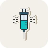 injectiespuit lijn gevulde wit schaduw icoon vector