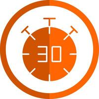 voor de helft tijd glyph oranje cirkel icoon vector