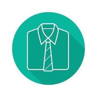 overhemd en stropdas plat lineaire lange schaduw icoon. mannen kantoor uniform. vector lijn symbool
