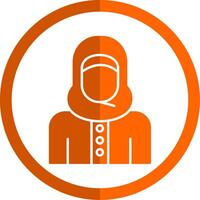 Islamitisch vrouw glyph oranje cirkel icoon vector