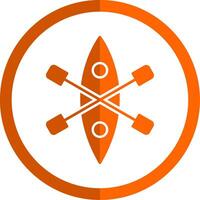 kajak glyph oranje cirkel icoon vector