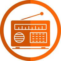 radio glyph oranje cirkel icoon vector