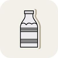 melk fles lijn gevulde wit schaduw icoon vector